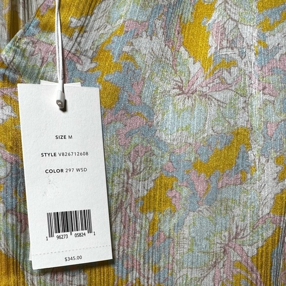 🅽🅴🆆 Vince Lotus Ruched Dolman Sleeve Silk Floral Short-Sleeve Blouse, M - Picture 12 of 17